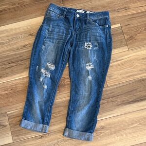Indigo Rein Distressed Blue Cropped Jeans